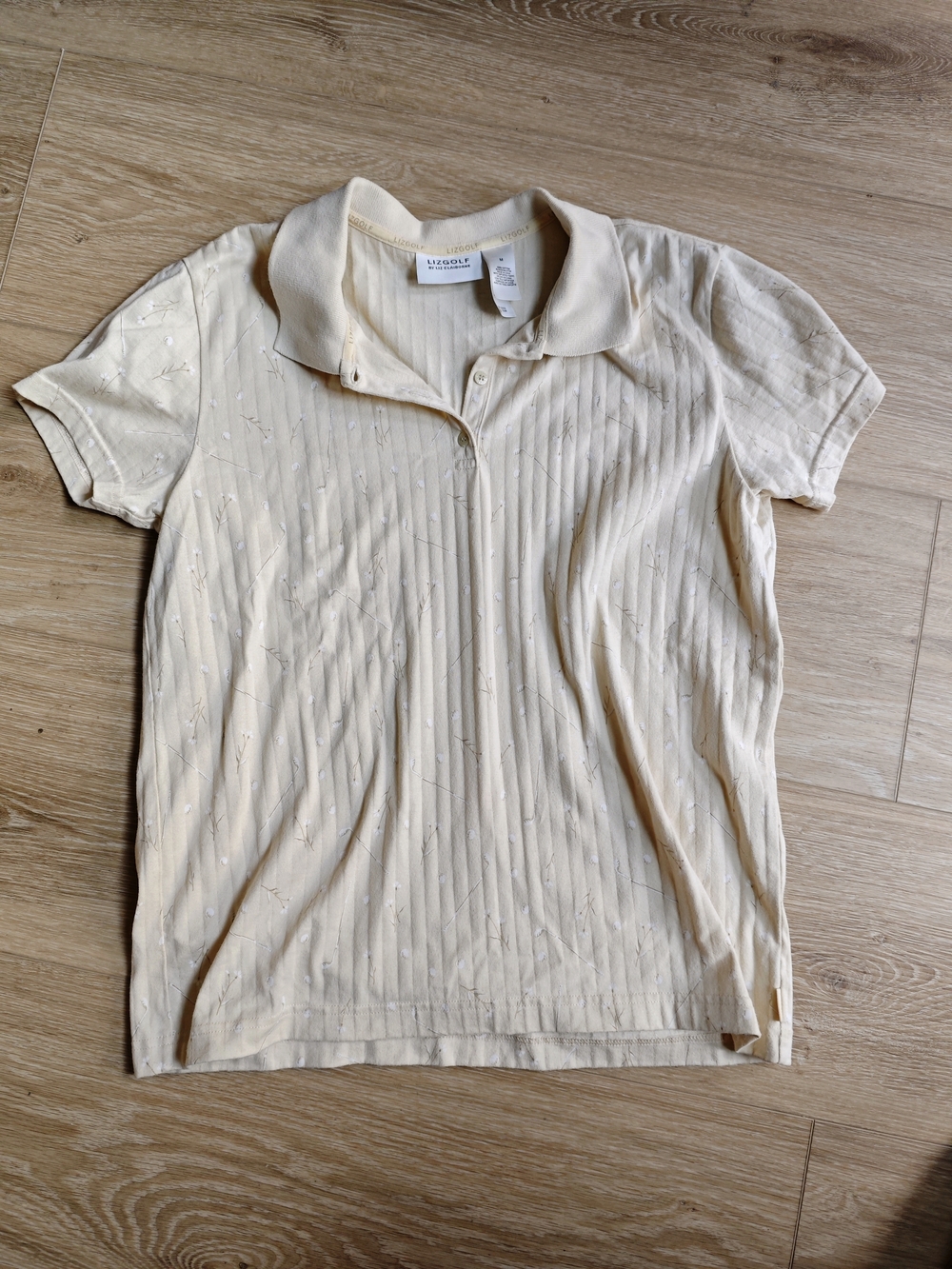 Vintage New-old stock Liz Claiborne Cream Polo Shirt with Subtle Texture